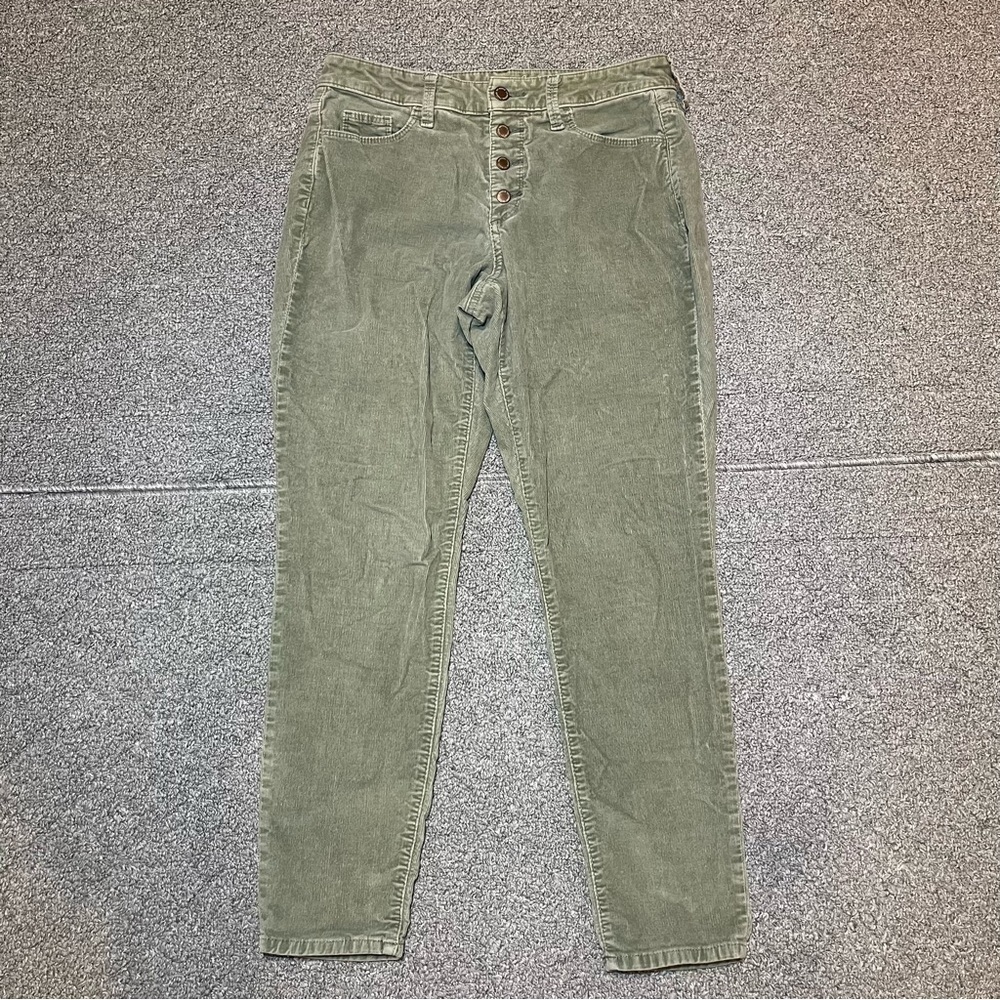 Universal Thread High Rise Skinny Corduroy Pants Womens Size 6 Green Button Fly